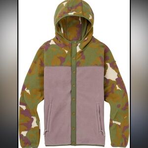 Burton Fleece Shirt Women Large Green Purple Hearth SnapUp Outdoor Ski Trekking